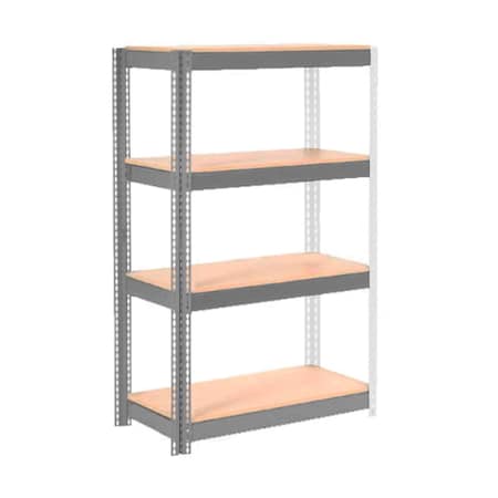 Global Industrial 4 Shelf, Extra HD Boltless Shelving, Add On, 48inW x 18inD x 60inH, Wood Deck B3153365